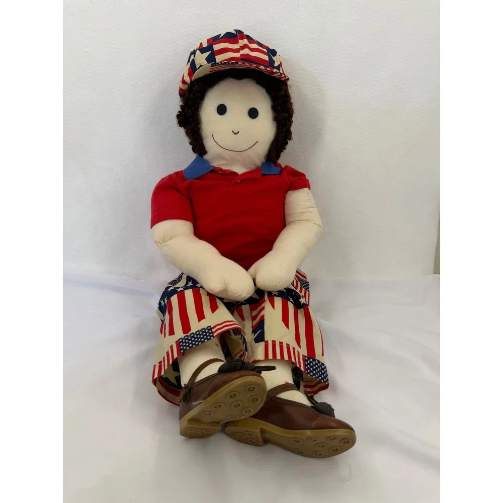 Vintage Large Soft Sculpture Cloth Rag Doll Lot w/ Extensive Wardrobe & Outfits